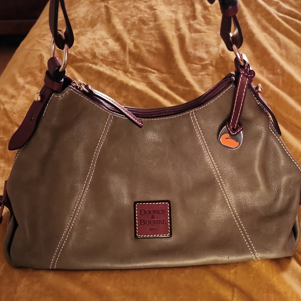 Dooney & Bourke Olive and Brown Leather Shoulder Bag